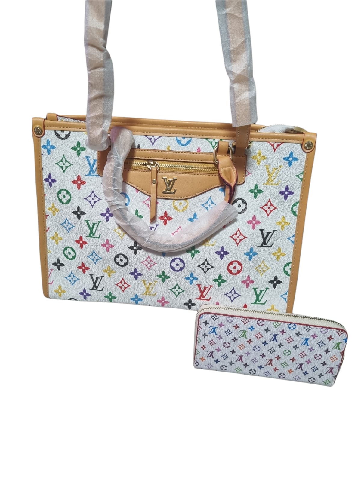 LV Bag - White and Brown With Purse - Fragrance Deliver SA